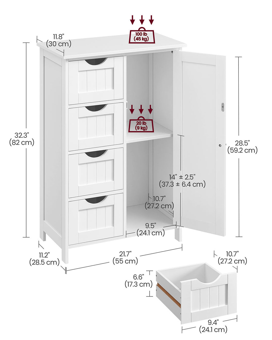 4 Drawers Wooden Cabinet