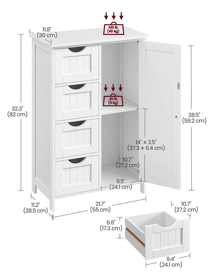 4 Drawers Wooden Cabinet