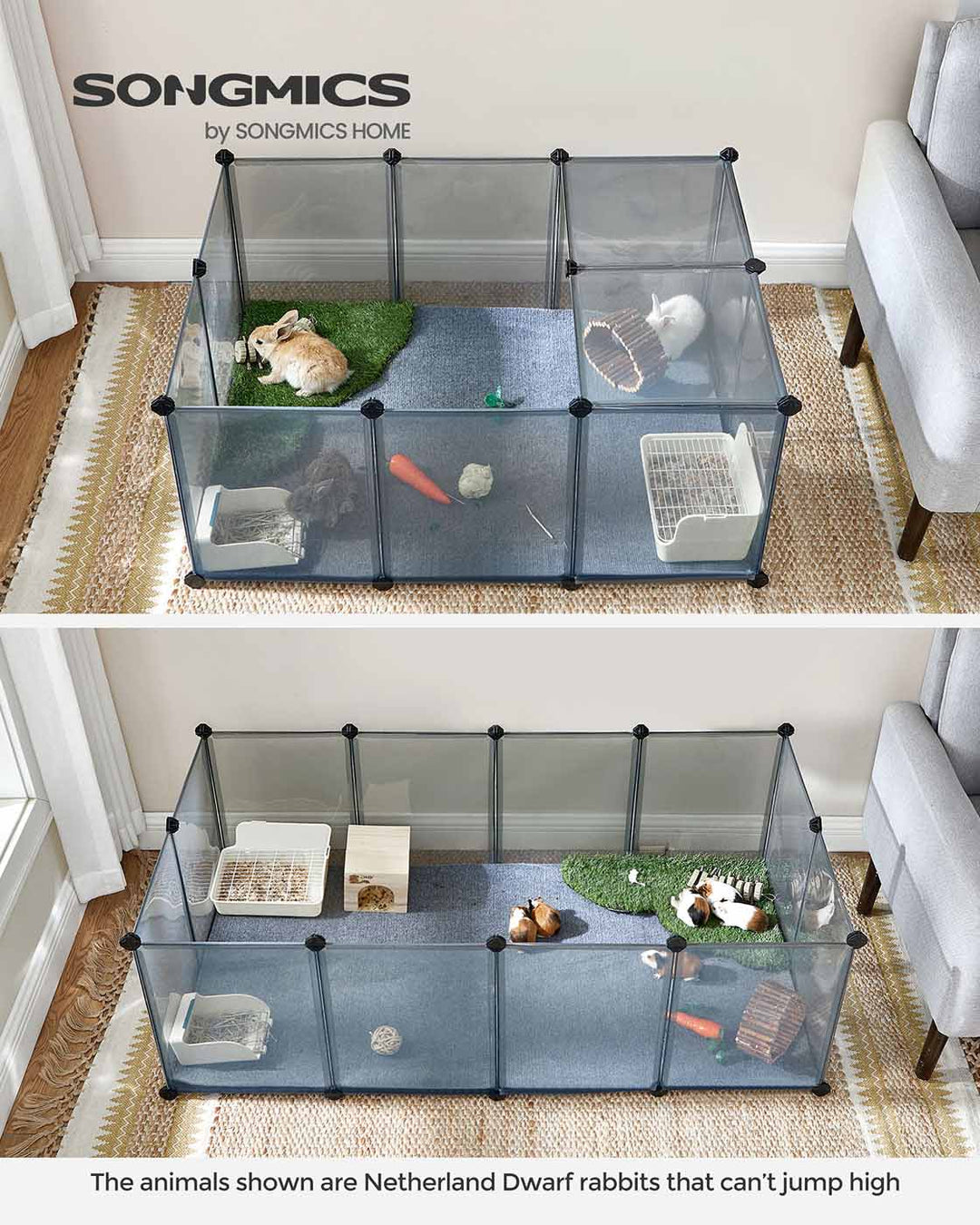 Grey Foldable Plastic Playpen for Pet