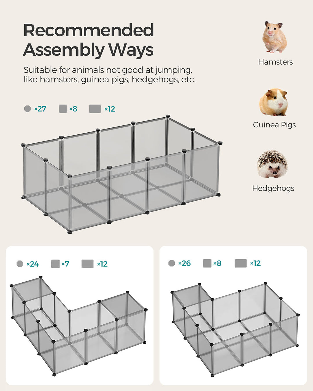 Grey Foldable Plastic Playpen for Pet