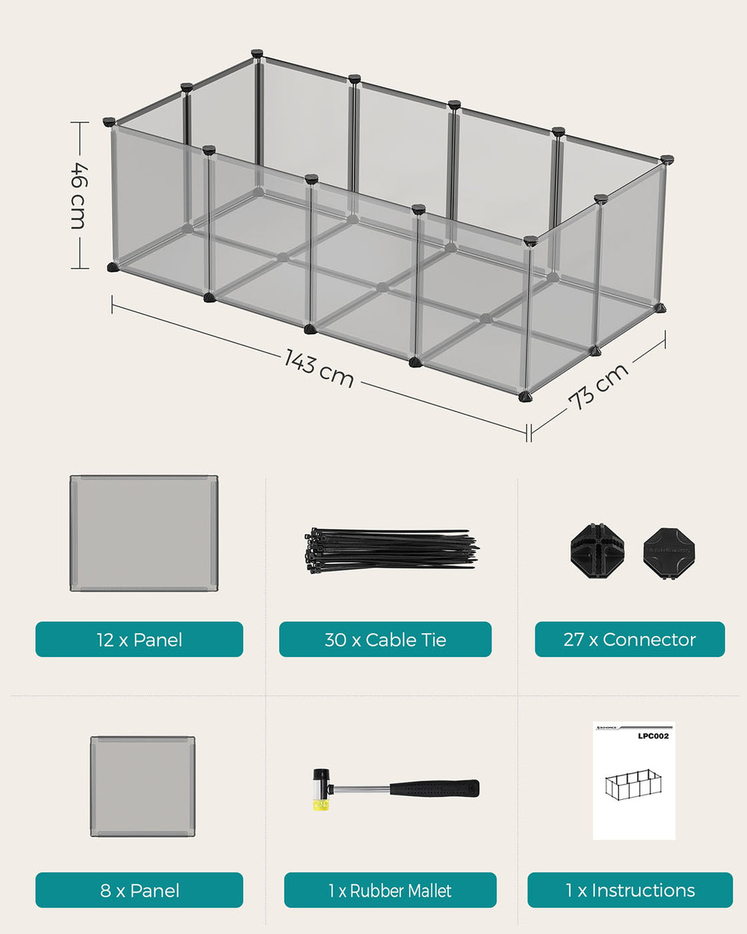 Grey Foldable Plastic Playpen for Pet