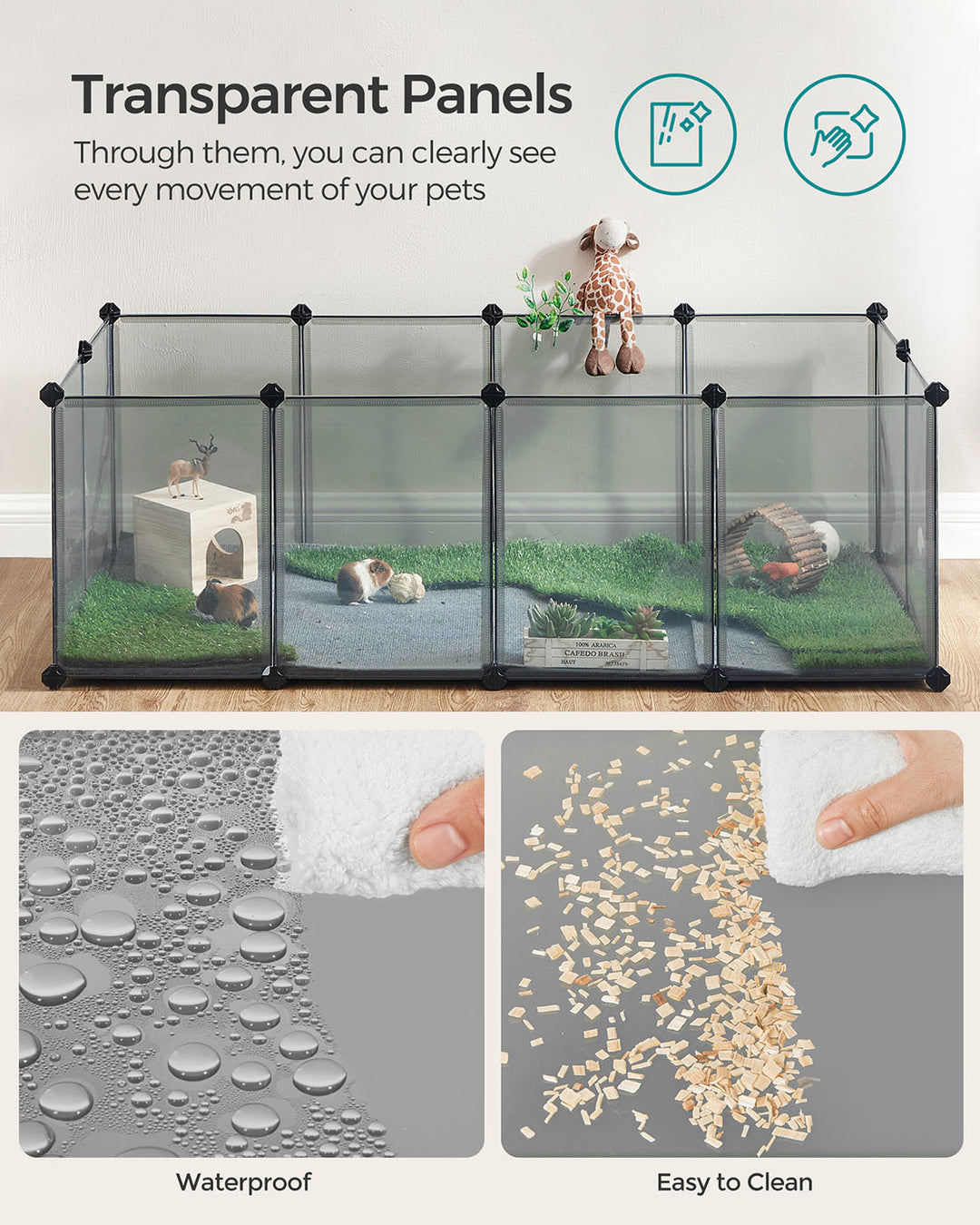 Grey Foldable Plastic Playpen for Pet