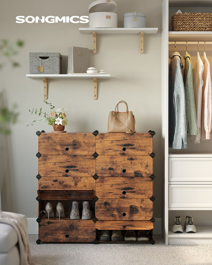Brown Plastic Storage Organizer for Shoes