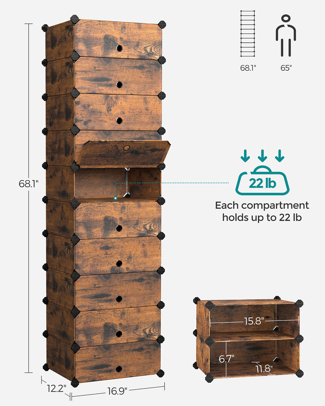 Brown Plastic Storage Organizer for Shoes