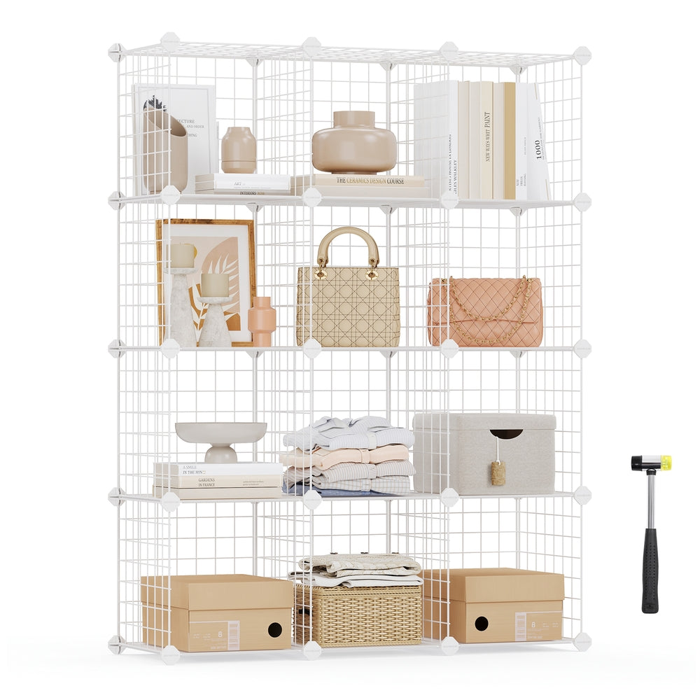 12 Cube Organiser Storage Rack- Black