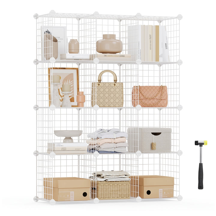 12 Cube Organiser Storage Rack- Black