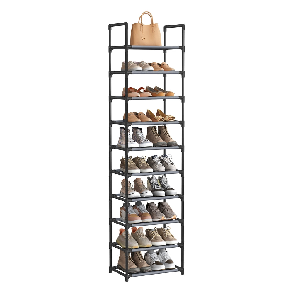 10 Tier Shoe Rack With a Metal Frame