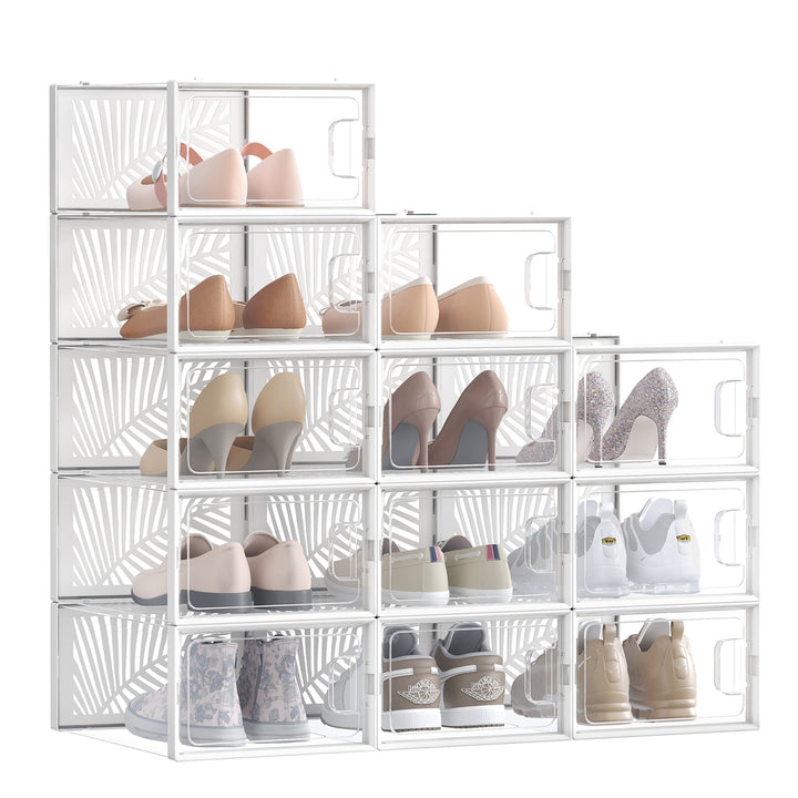 Set of 12 Stackable Shoe Boxes Transparent