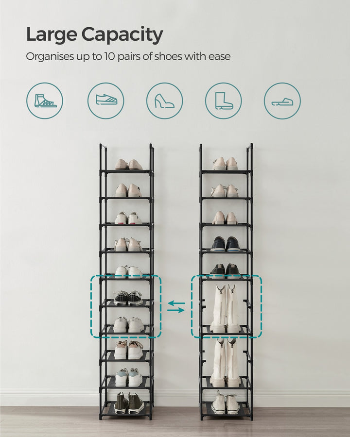 Shoe Rack with Non-Woven Fabric Shelves and Metal Frame