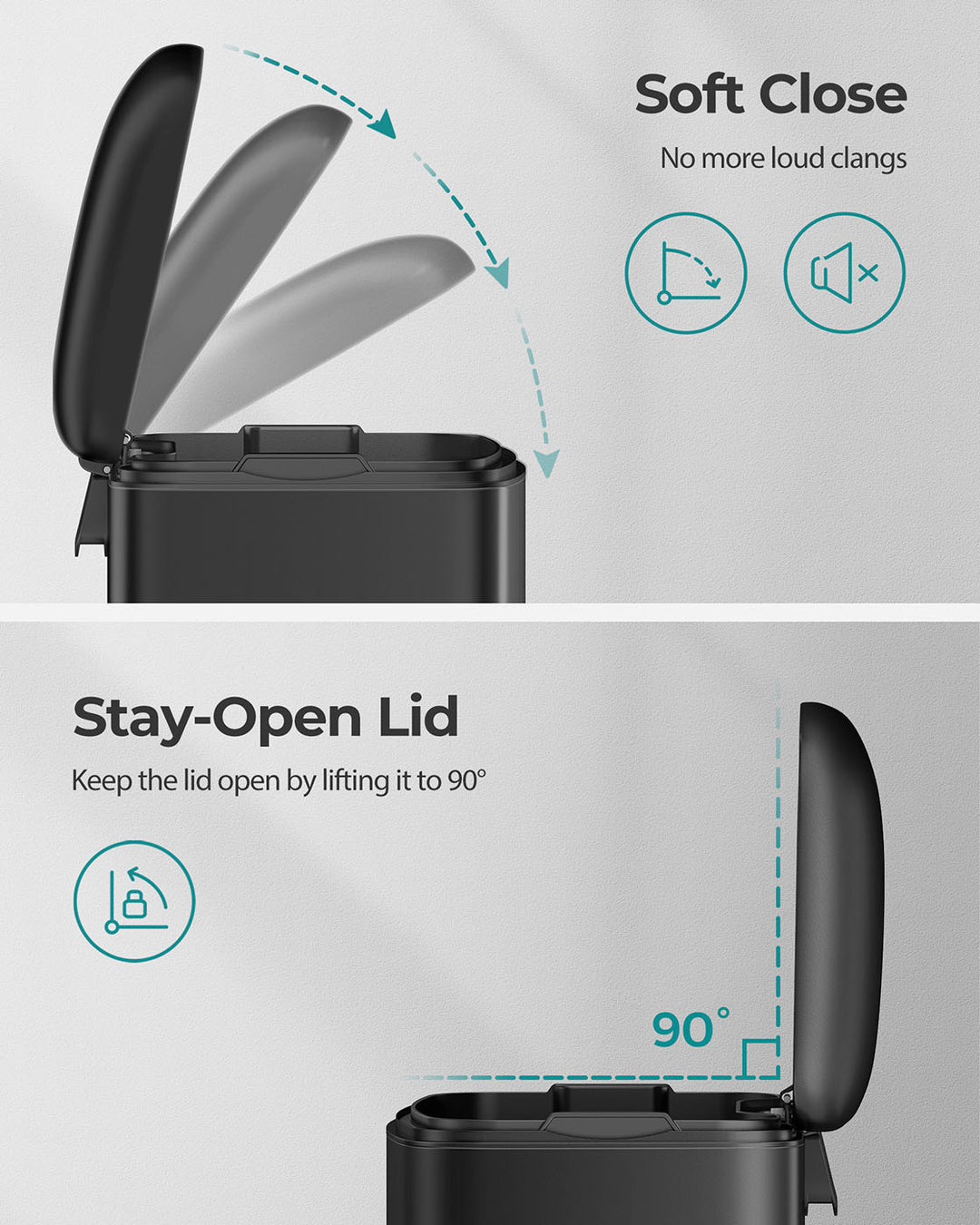 Black Step Trash Can with Inner Bucket