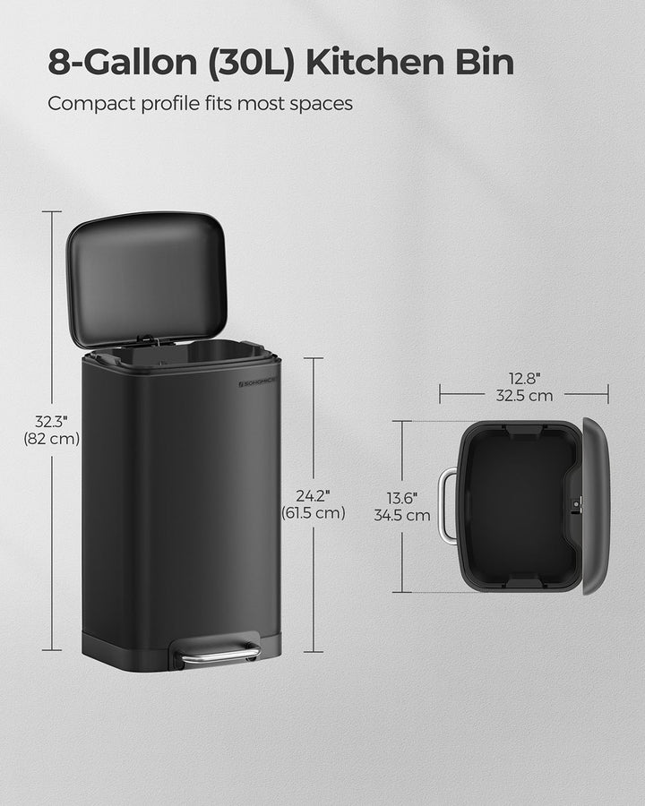 Black Step Trash Can with Inner Bucket