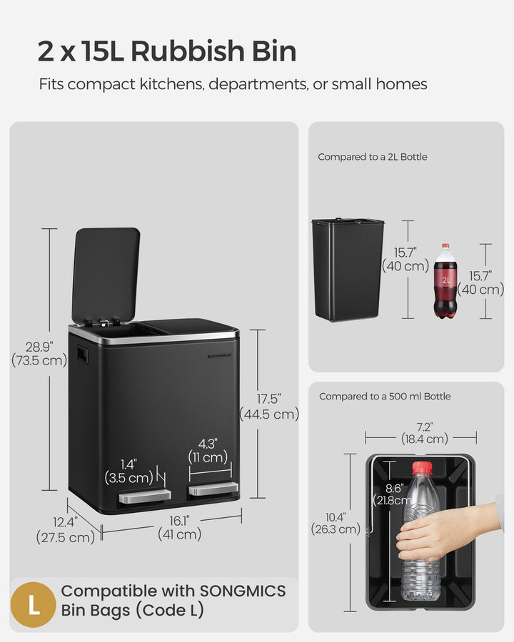 2 x 15 L Trash Can