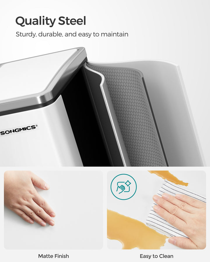 White Dual Rubbish Bin with Step