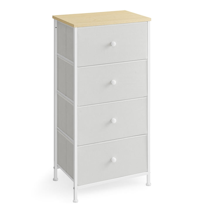 4 Fabric Drawers with Metal Frame White and Oak