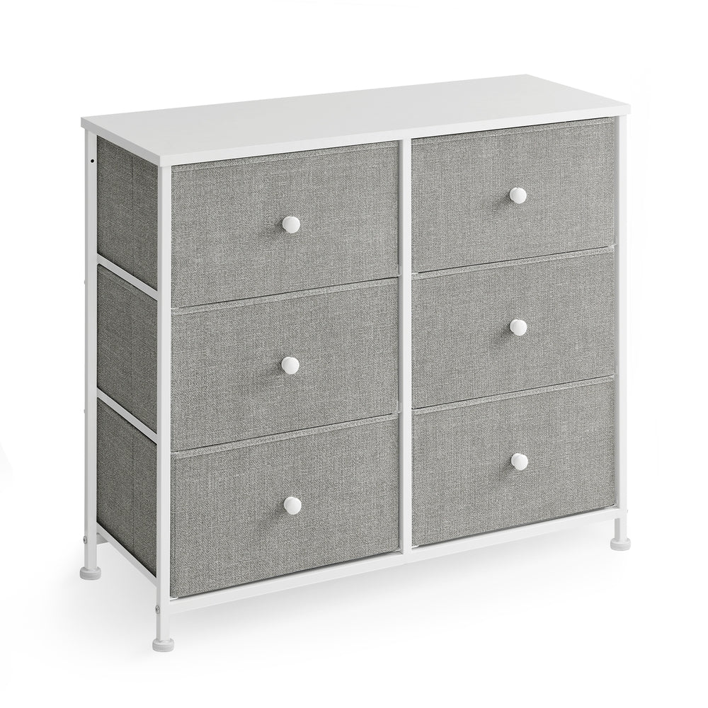 6 Fabric Drawers with Metal Frame Light Grey and White