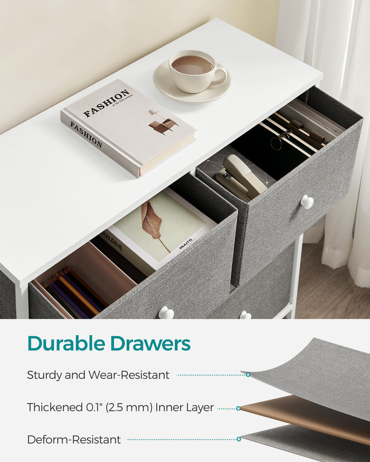 6 Fabric Drawers with Metal Frame Light Grey and White