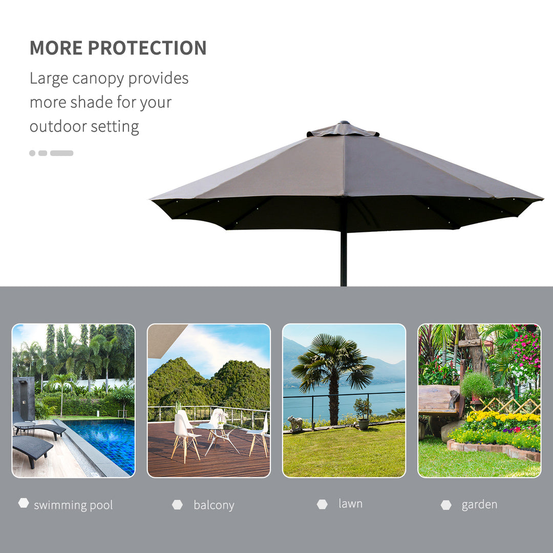 Outsunny 4.4m Double-Sided Sun Umbrella Garden Parasol Patio Sun Shade Outdoor with LED Solar Light , Dark Grey