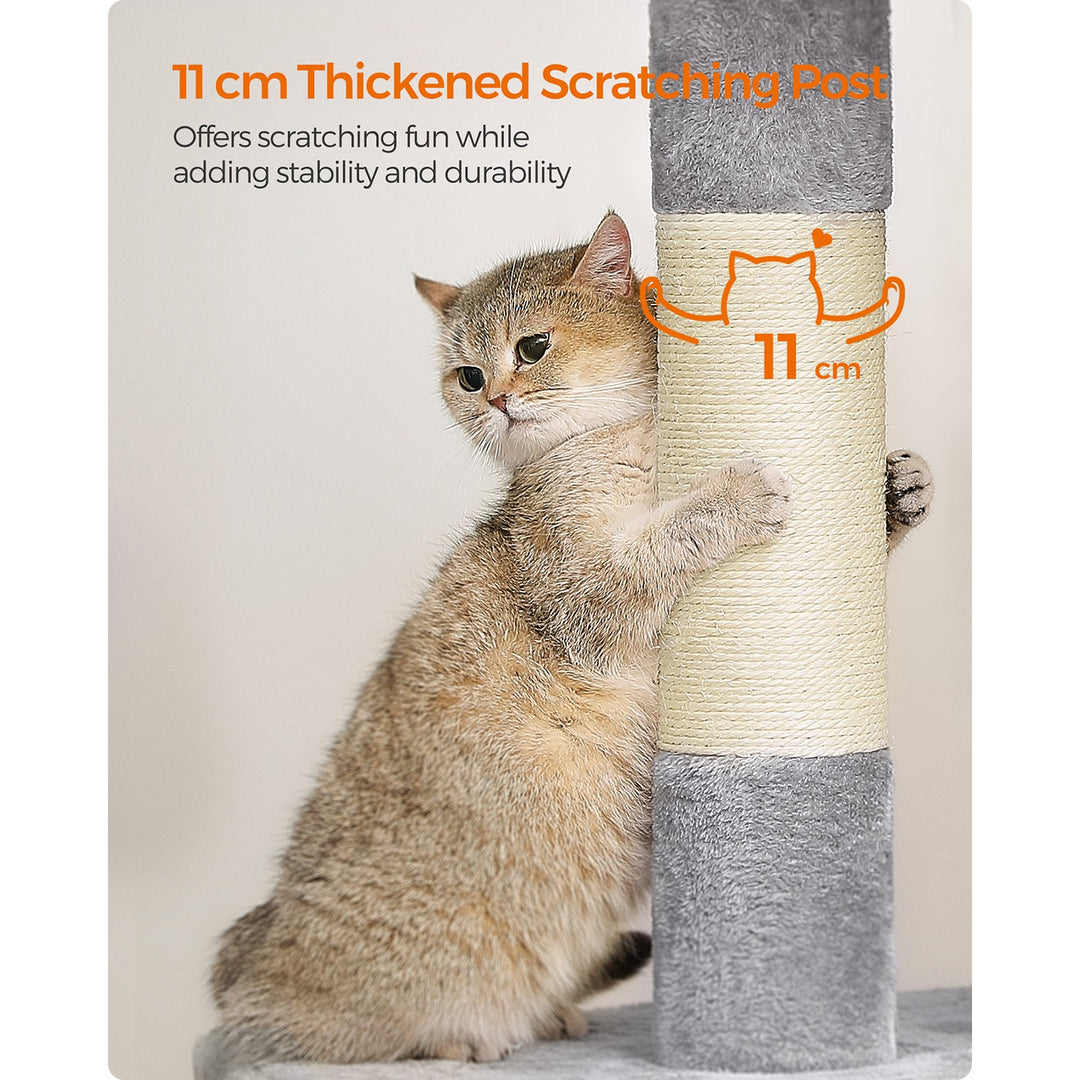 Cat Tower with 2 Cat Caves-Light Grey