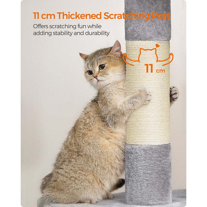 Cat Tower with 2 Cat Caves-Light Grey
