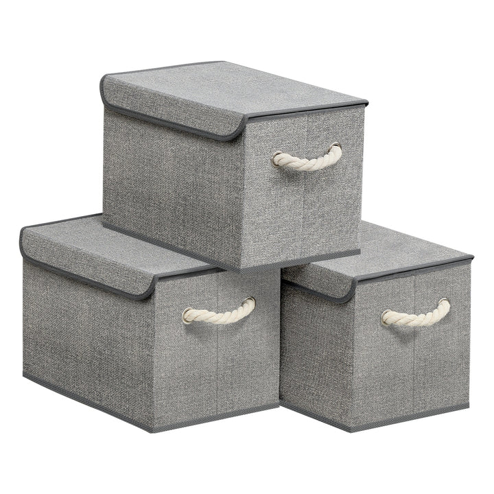 Set of 3 Fabric Storage Boxes with Lid