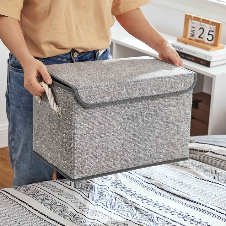 Set of 3 Fabric Storage Boxes with Lid