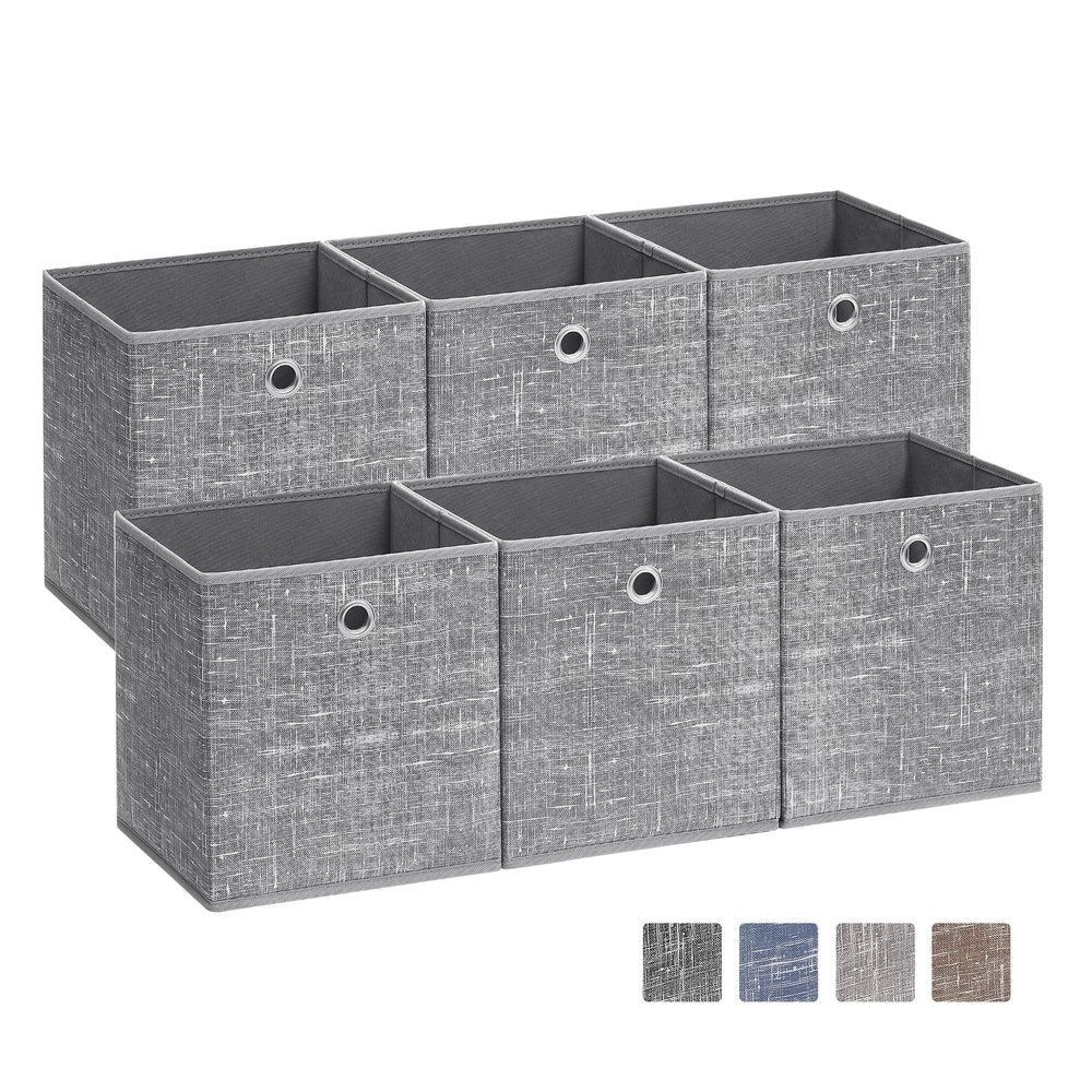 Set of 6 Storage Boxes Heathered Grey