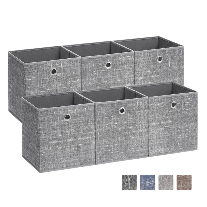 Set of 6 Storage Boxes Heathered Grey