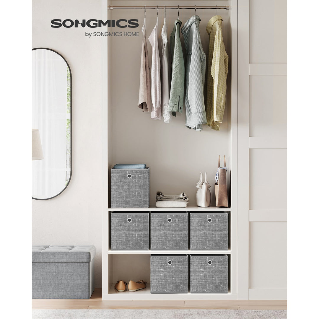 Set of 6 Storage Boxes Heathered Grey