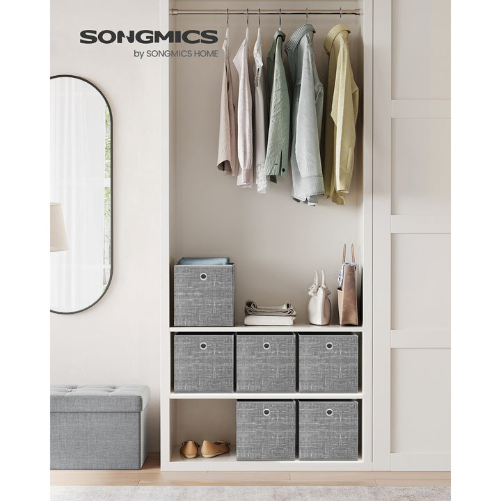 Set of 6 Storage Boxes Heathered Grey