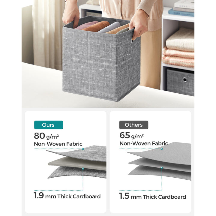 Set of 6 Storage Boxes Heathered Grey