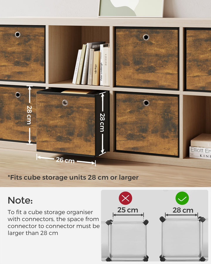 Set of 6 Foldable Storage Cubes with Handle 26 x 26 x 28 cm