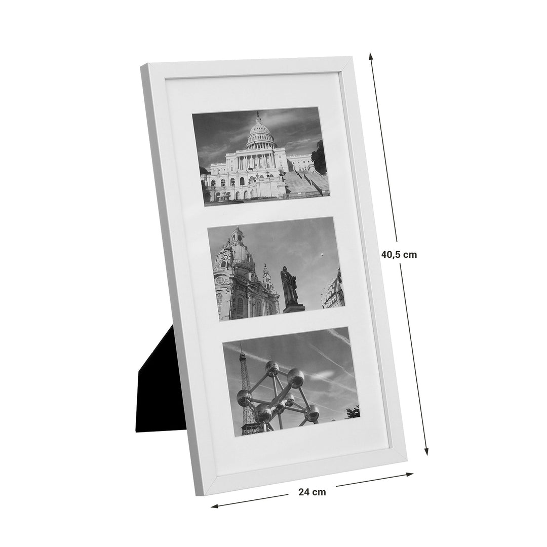 White Triple Picture Frame with Glass Front