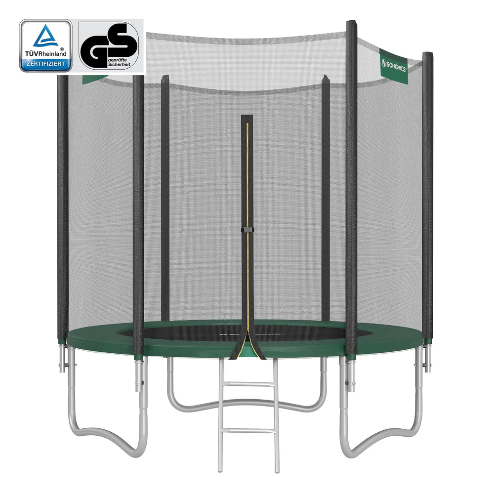SONGMICS Trampoline with Enclosure Net Dark Green