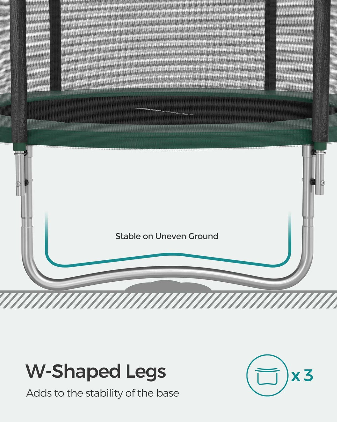 SONGMICS Trampoline with Enclosure Net Dark Green