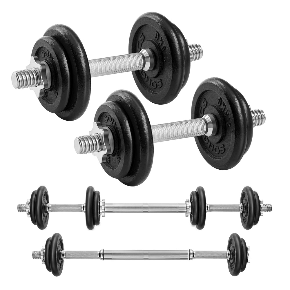 Adjustable Dumbbells Set with Extra Barbell Bar