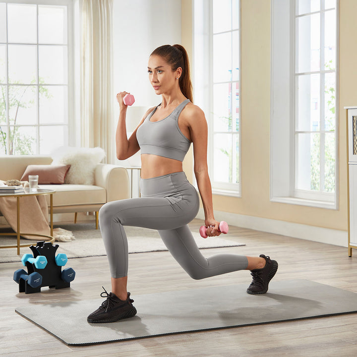 Hex Dumbbell Set with Storage Rack
