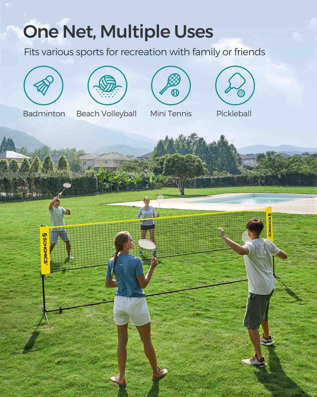 Height Adjustable Badminton Net