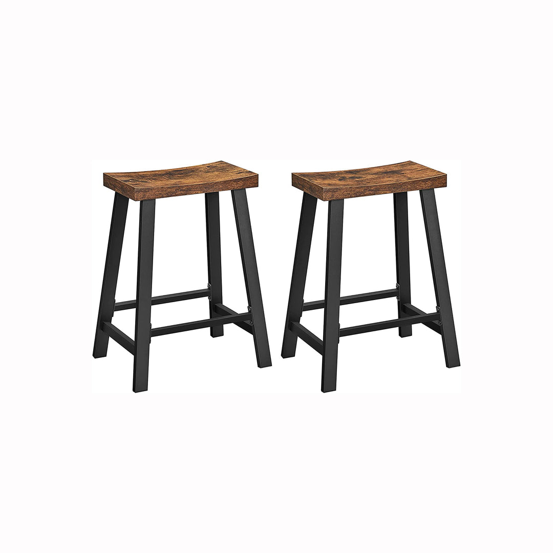 Set of 2 Bar Chairs with Footrest - Brown