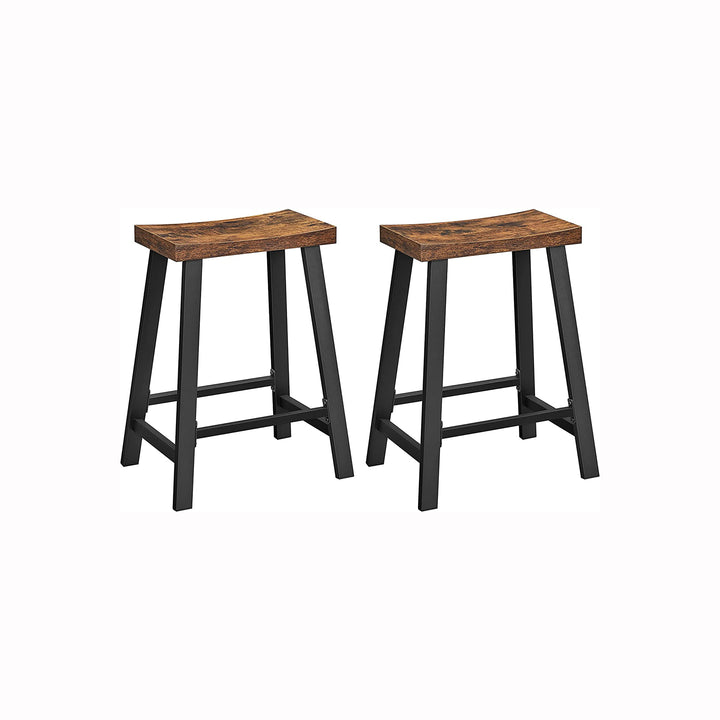 Set of 2 Bar Chairs with Footrest - Brown
