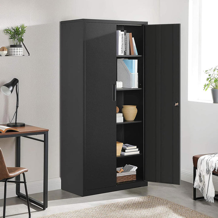 Steel Storage Cabinet with Shelves Black