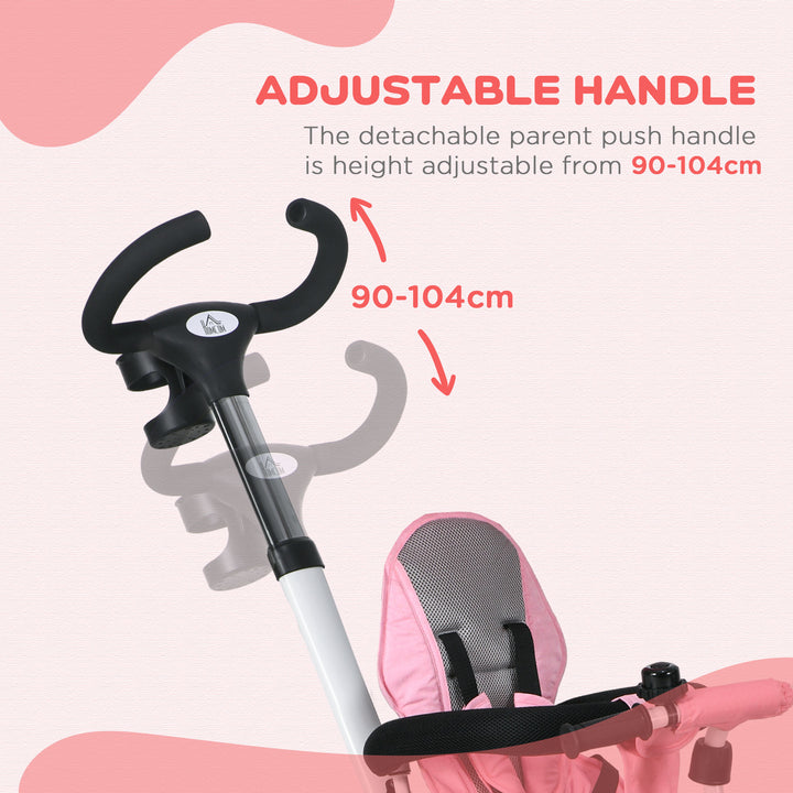 Baby Push Tricycle with Parent Handle for 1-5 Years Old, Pink