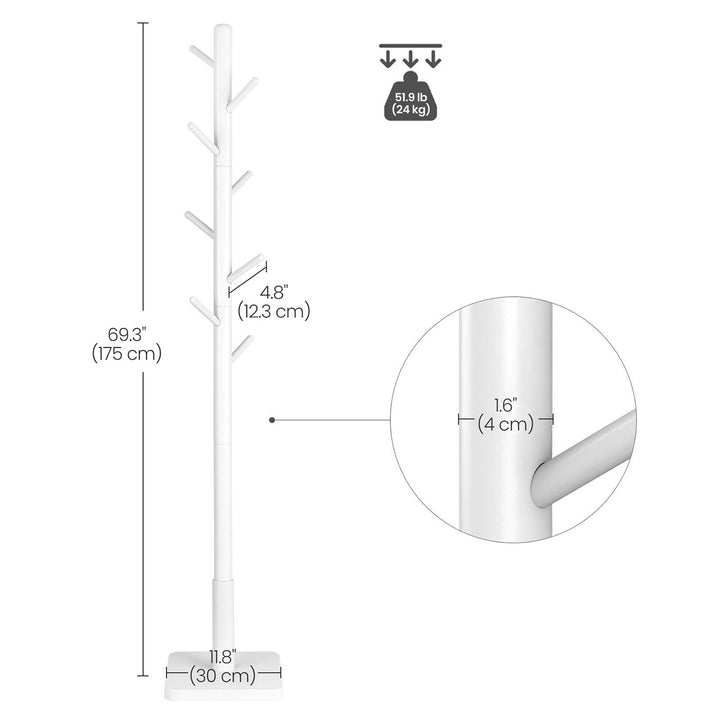White Coat Stand with 8 Hooks