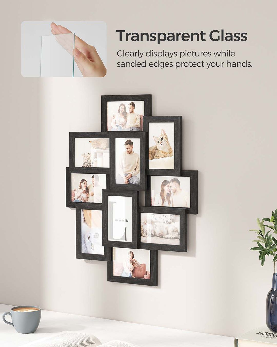 Wall-Mounted 10 Photos Picture Collage-White