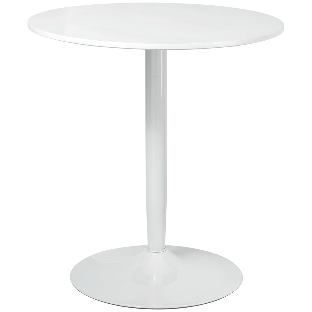 Round Dining Table, Modern Dining Room Table with Steel Base, Non-slip Foot Pad, Space Saving Small Dining Table, White