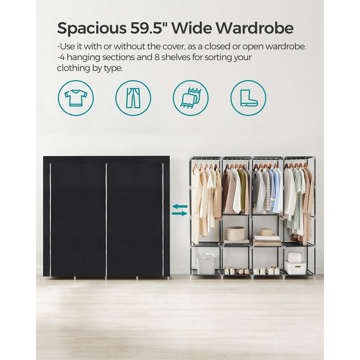 Portable Closet with 4 Hanging Rods and Shelves