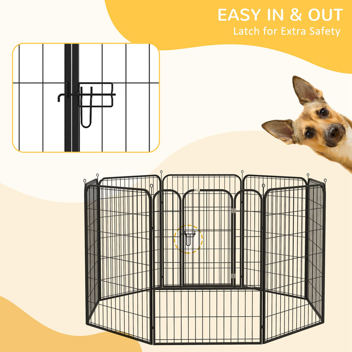 PawHut Heavy Duty 8 Panel Dog Pet Playpen for Puppy Rabbit Enclosure Foldable Indoor Outdoor 80 x 100 cm