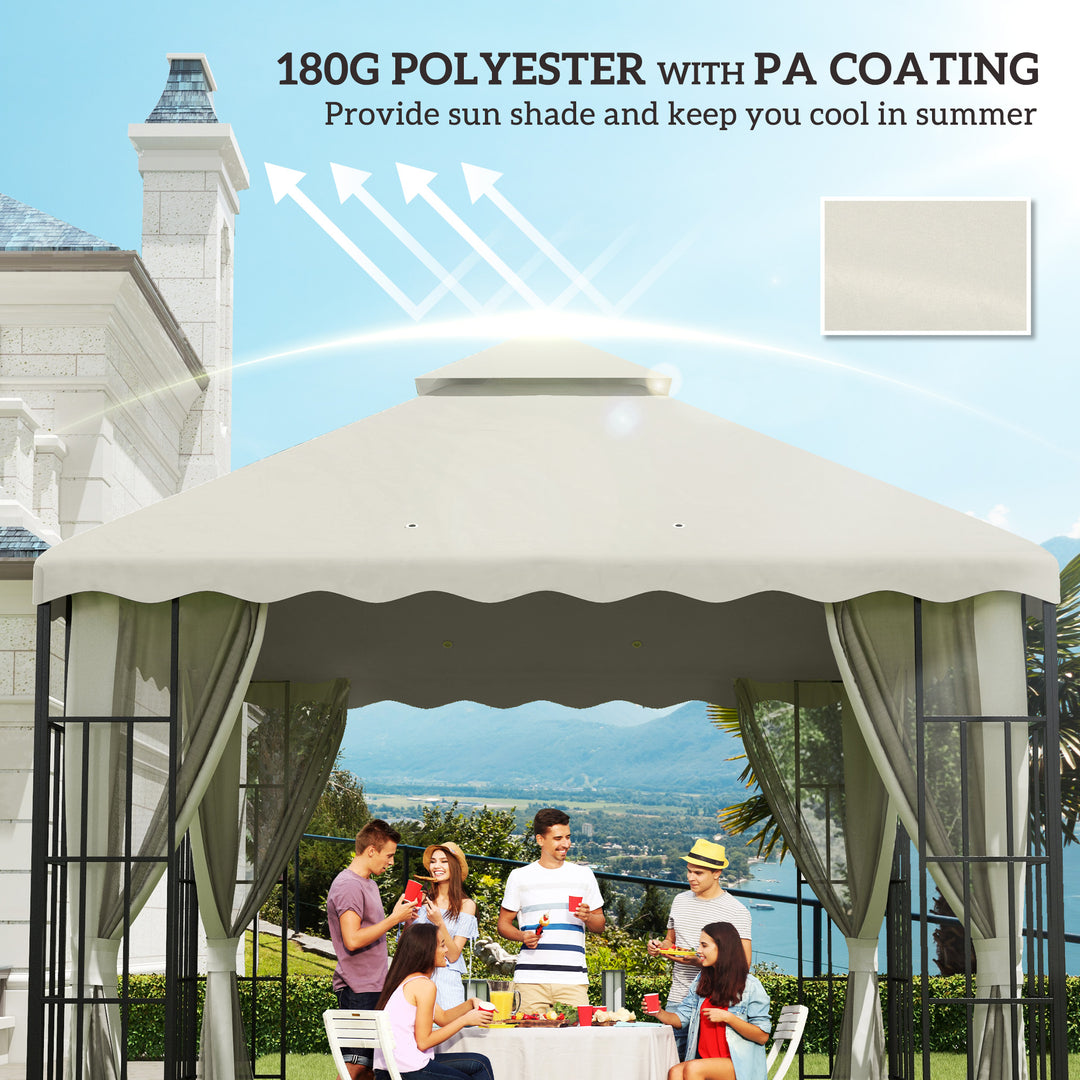 3 x 3 (m) Gazebo Canopy Replacement Covers, 2-Tier Gazebo Roof Replacement (TOP ONLY), Cream White