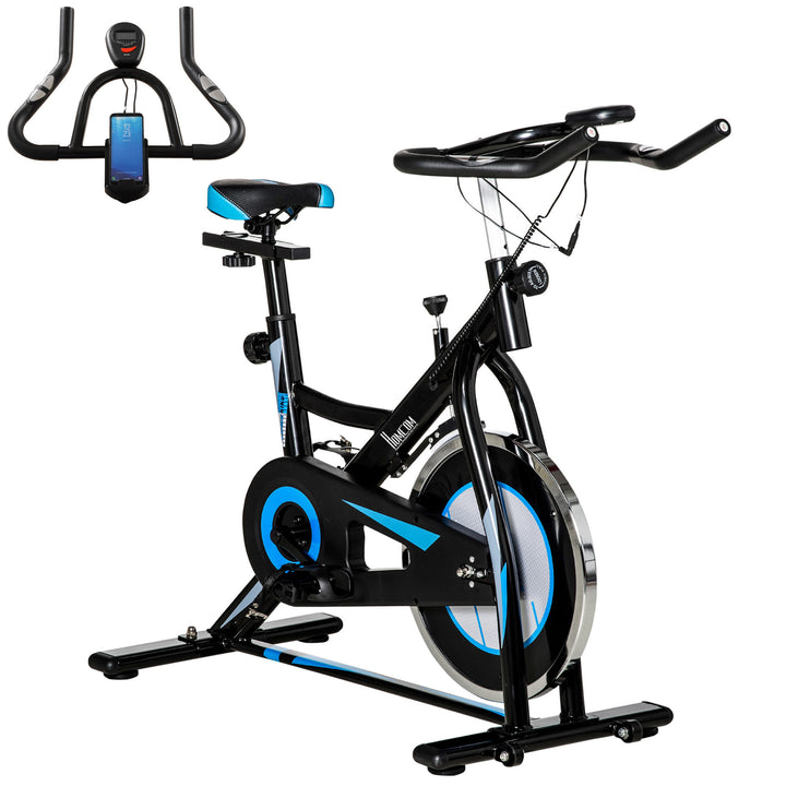 HOMCOM Stationary Exercise Bike, 8kg Flywheel Indoor Cycling Workout Fitness Bike, Adjustable Resistance Cardio Exercise Machine w/ LCD Monitor Black