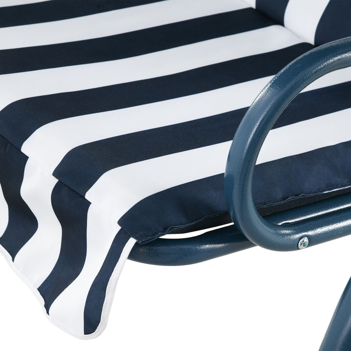 3 Seater Garden Swing Chair_ Outdoor Garden Bench with Adjustable Sun Cover and Metal Frame - Blue Stripes