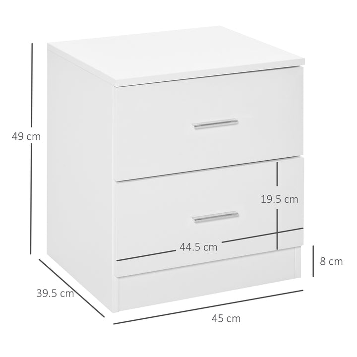 Bedside Table with 2 Drawers, Modern Nightstand, Cabinet Drawers Side Storage Unit for Bedroom, Living Room